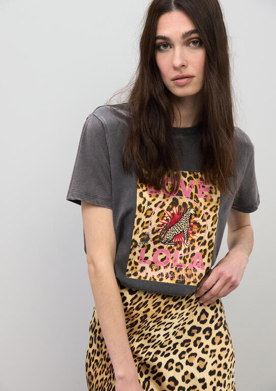 LOLA CASADEMUNT T-Shirt με Leopard Graphic Print /LS2615105