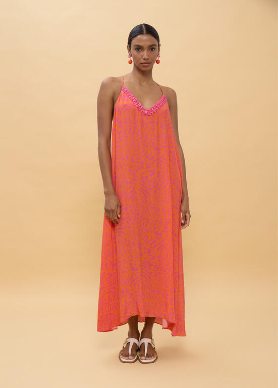 LOLA CASADEMUNT Maxi Εξώπλατο Φόρεμα με Ζακάρ Μοτίβο