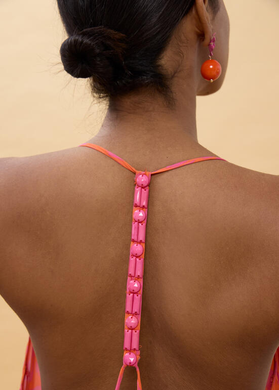 LOLA CASADEMUNT Maxi Εξώπλατο Φόρεμα με Ζακάρ Μοτίβο