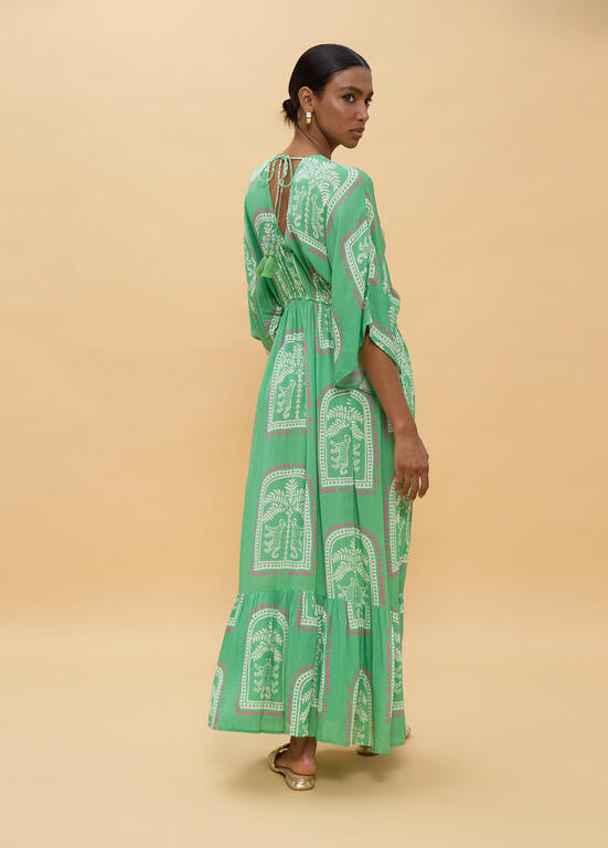 LOLA CASADEMUNT Maxi Φόρεμα με Tropical Print και Λεπτομέρειες Κεντήματος