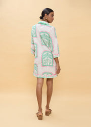 LOLA CASADEMUNT Πουκαμισοφόρεμα με Ethnic Print Λευκό