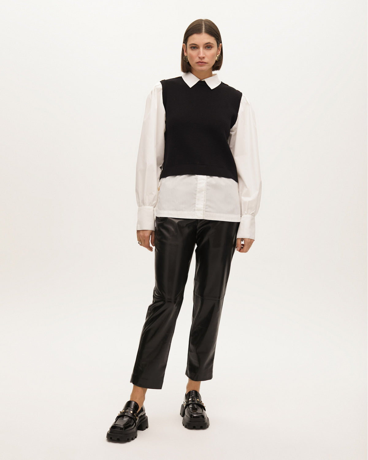 FAUX LEATHER JOGGING TROUSERS / LF2514025