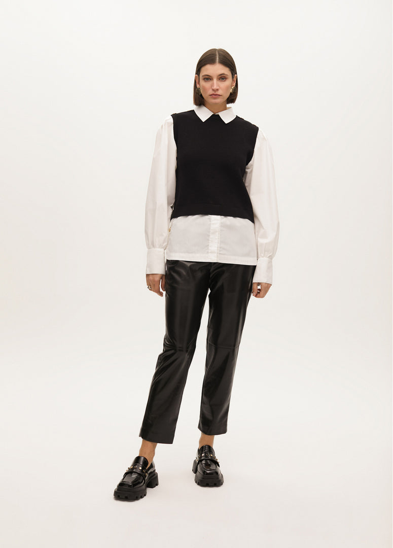 FAUX LEATHER JOGGING TROUSERS / LF2514025