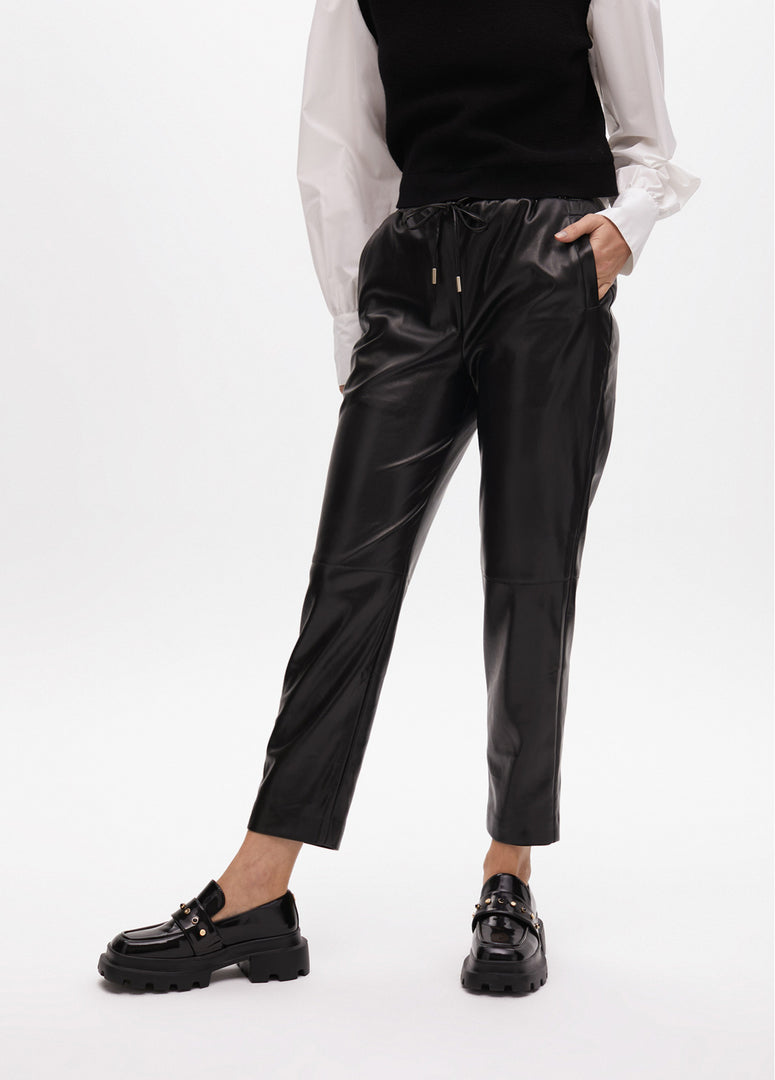 FAUX LEATHER JOGGING TROUSERS / LF2514025