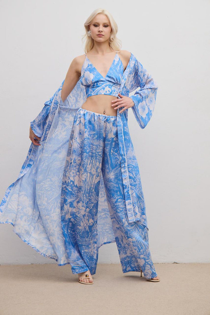 LIUBA Aerie Silk Crop Top Blue