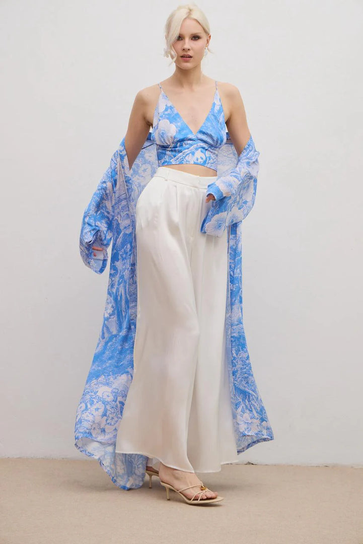 LIUBA Aerie Silk Crop Top Blue