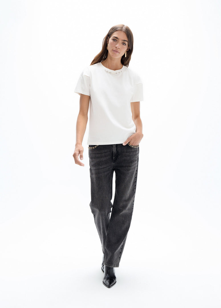 LOLA CASADEMUNT T-Shirt με Πέρλες και Strass