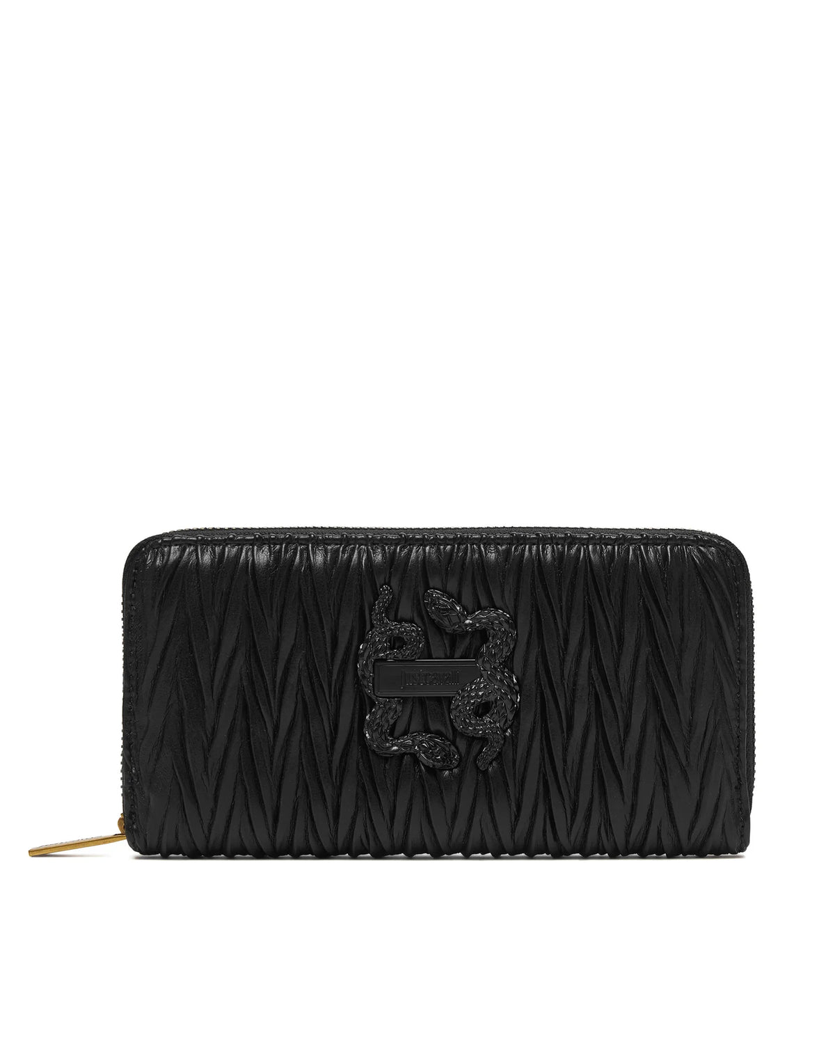 JUST CAVALLI Iconic Snakes Μαύρο Πορτοφόλι με Καπιτονέ Εφέ/ 81RA5PC1ZSD90
