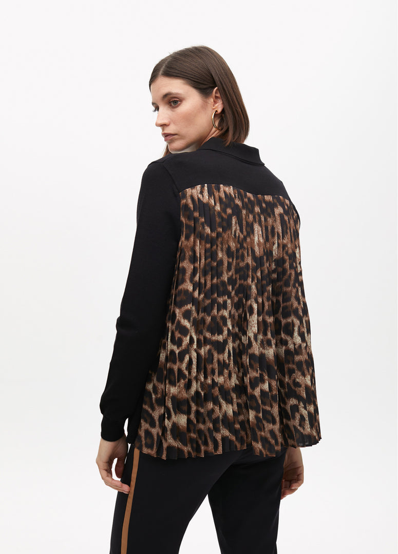 ANIMAL PRINT SWEATER WITH PLEATED BACK / LF2511027