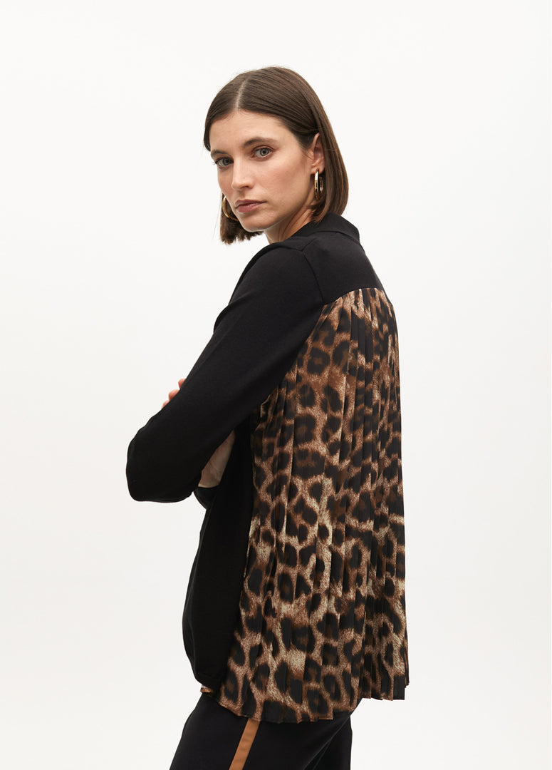 ANIMAL PRINT SWEATER WITH PLEATED BACK / LF2511027