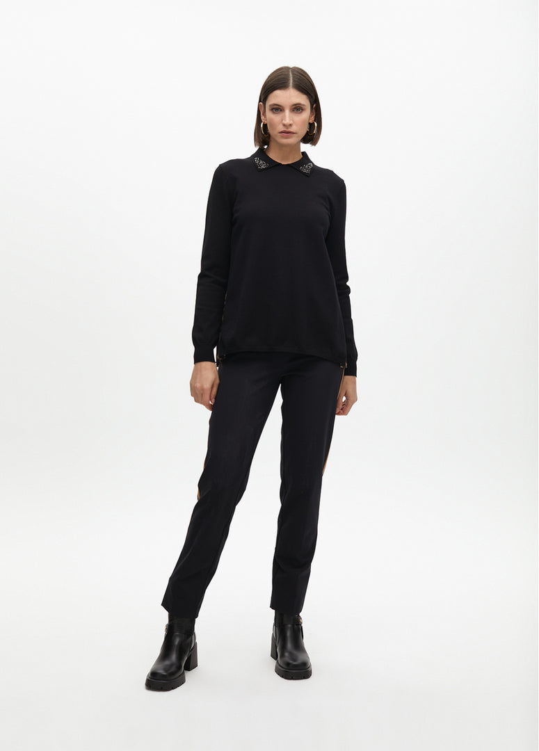 ANIMAL PRINT SWEATER WITH PLEATED BACK / LF2511027