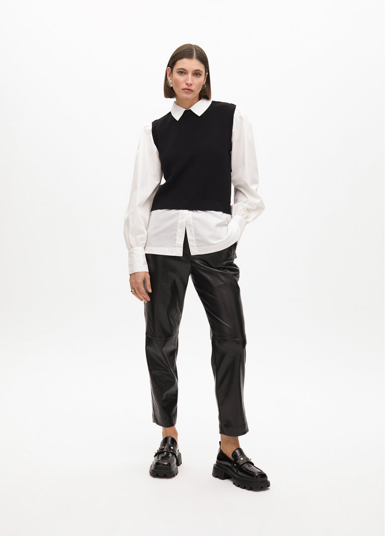 Lola Casademunt Πουλόβερ με μανίκια και λαιμό από ποπλίνα σε αντίθεση / LF2511016