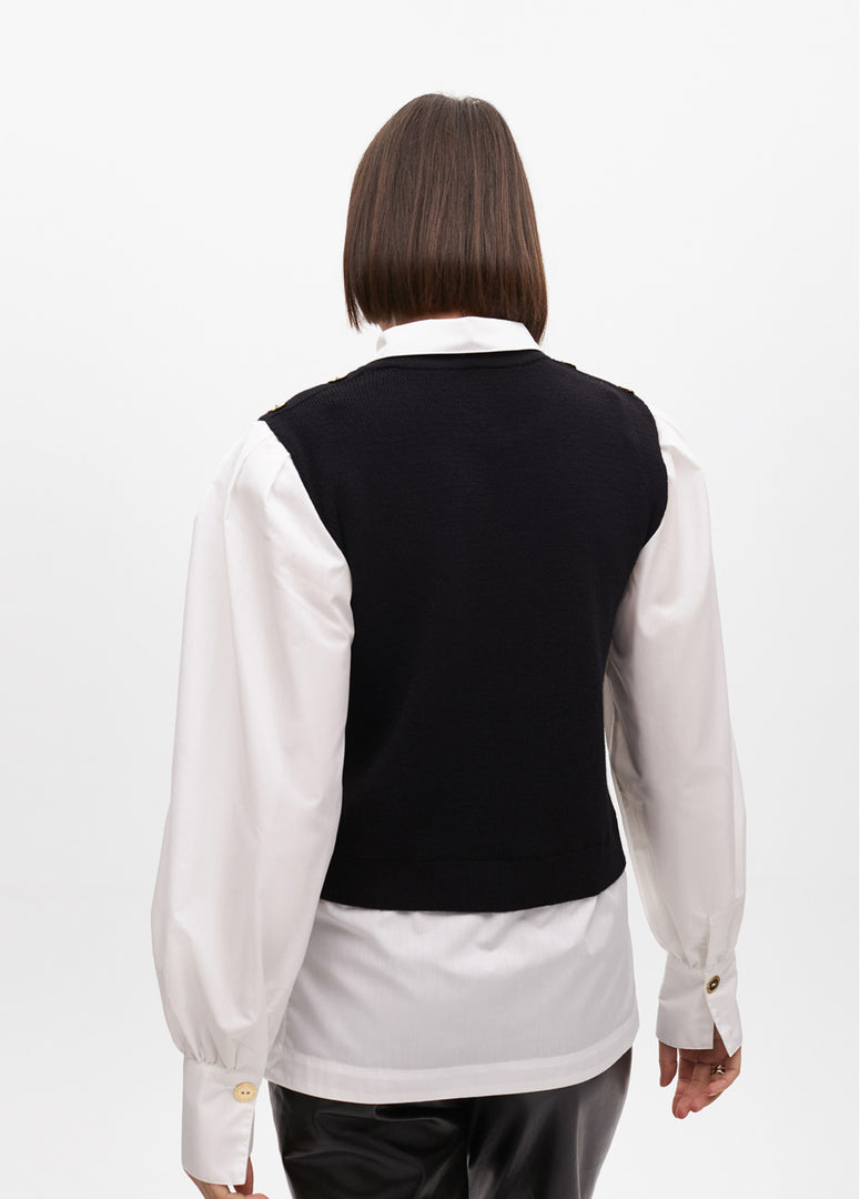 Lola Casademunt Πουλόβερ με μανίκια και λαιμό από ποπλίνα σε αντίθεση / LF2511016