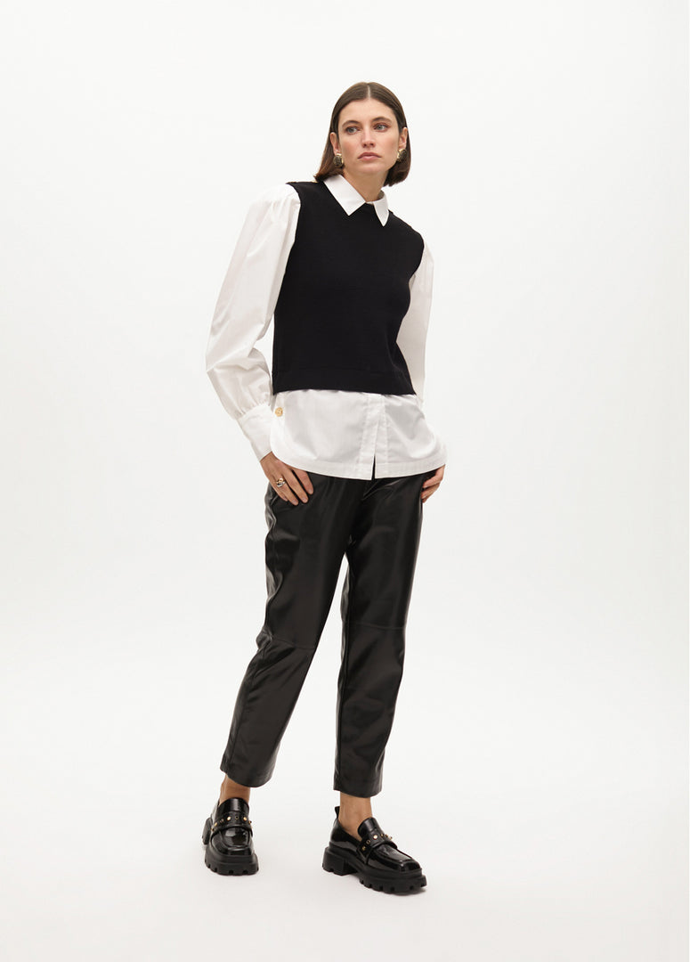 Lola Casademunt Πουλόβερ με μανίκια και λαιμό από ποπλίνα σε αντίθεση / LF2511016