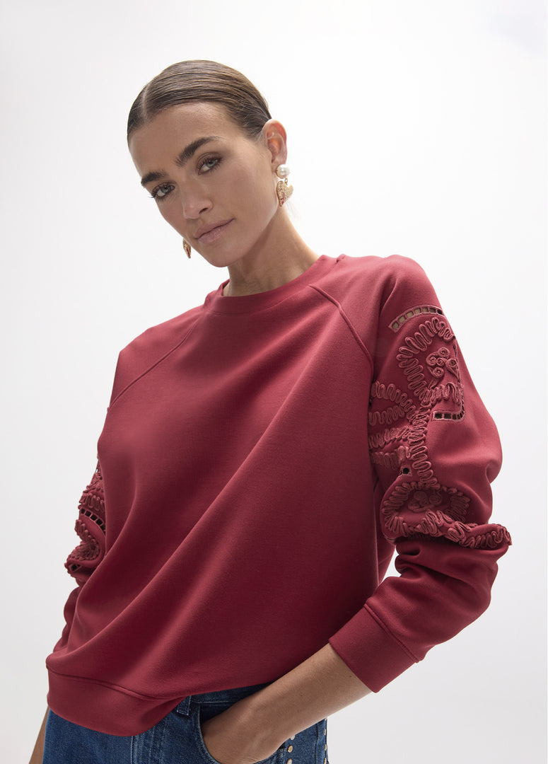 LOLA CASADEMUNT Φούτερ με Raglan Μανίκια και Floral Κέντημα
