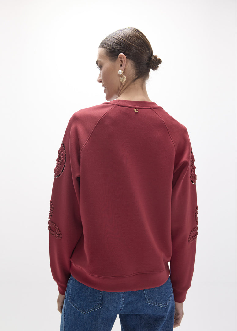 LOLA CASADEMUNT Φούτερ με Raglan Μανίκια και Floral Κέντημα