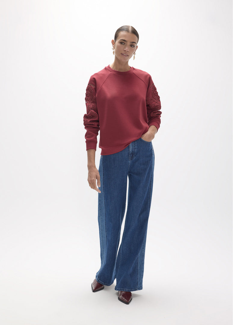 LOLA CASADEMUNT Φούτερ με Raglan Μανίκια και Floral Κέντημα