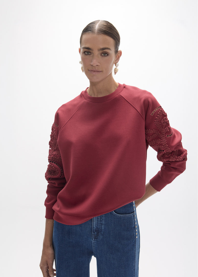 LOLA CASADEMUNT Φούτερ με Raglan Μανίκια και Floral Κέντημα