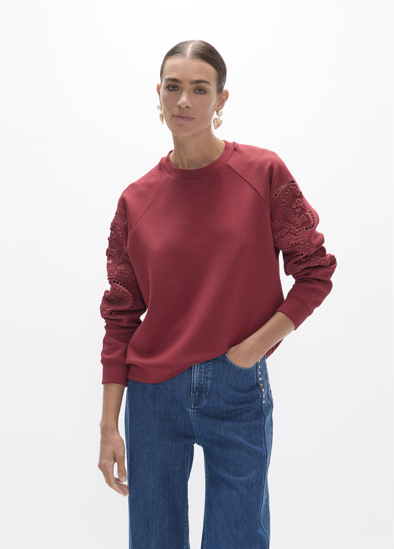 LOLA CASADEMUNT Φούτερ με Raglan Μανίκια και Floral Κέντημα