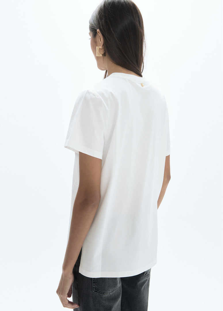 LOLA CASADEMUNT T-Shirt με Στρογγυλή Λαιμόκοψη και Λεοπάρ με Παγιέτες
