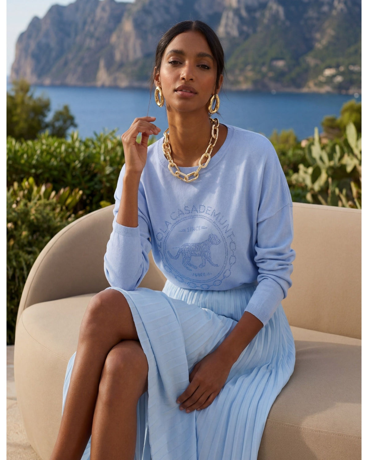 LOLA CASADEMUNT Sweater with Rhinestones / LS2611030