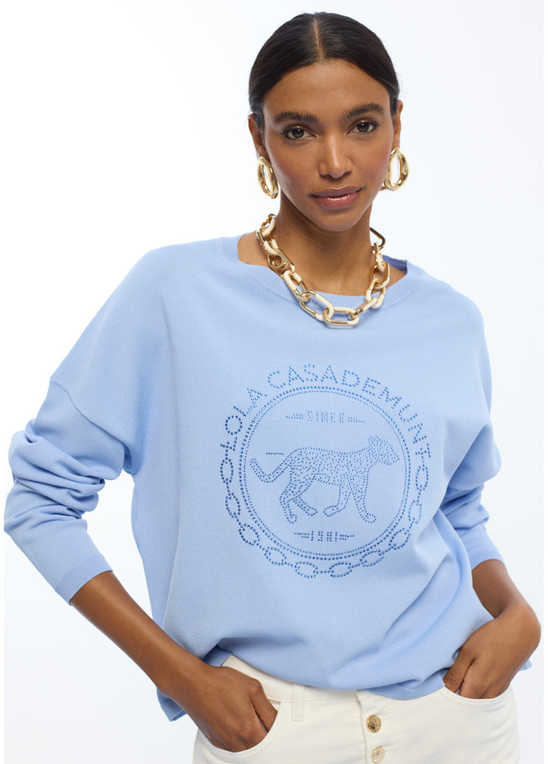 LOLA CASADEMUNT Sweater with Rhinestones / LS2611030