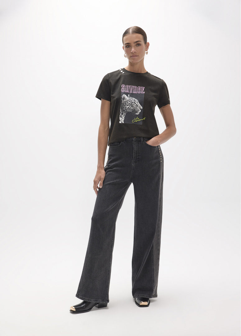LOLA CASADEMUNT Savage V-Neck Grey T-Shirt