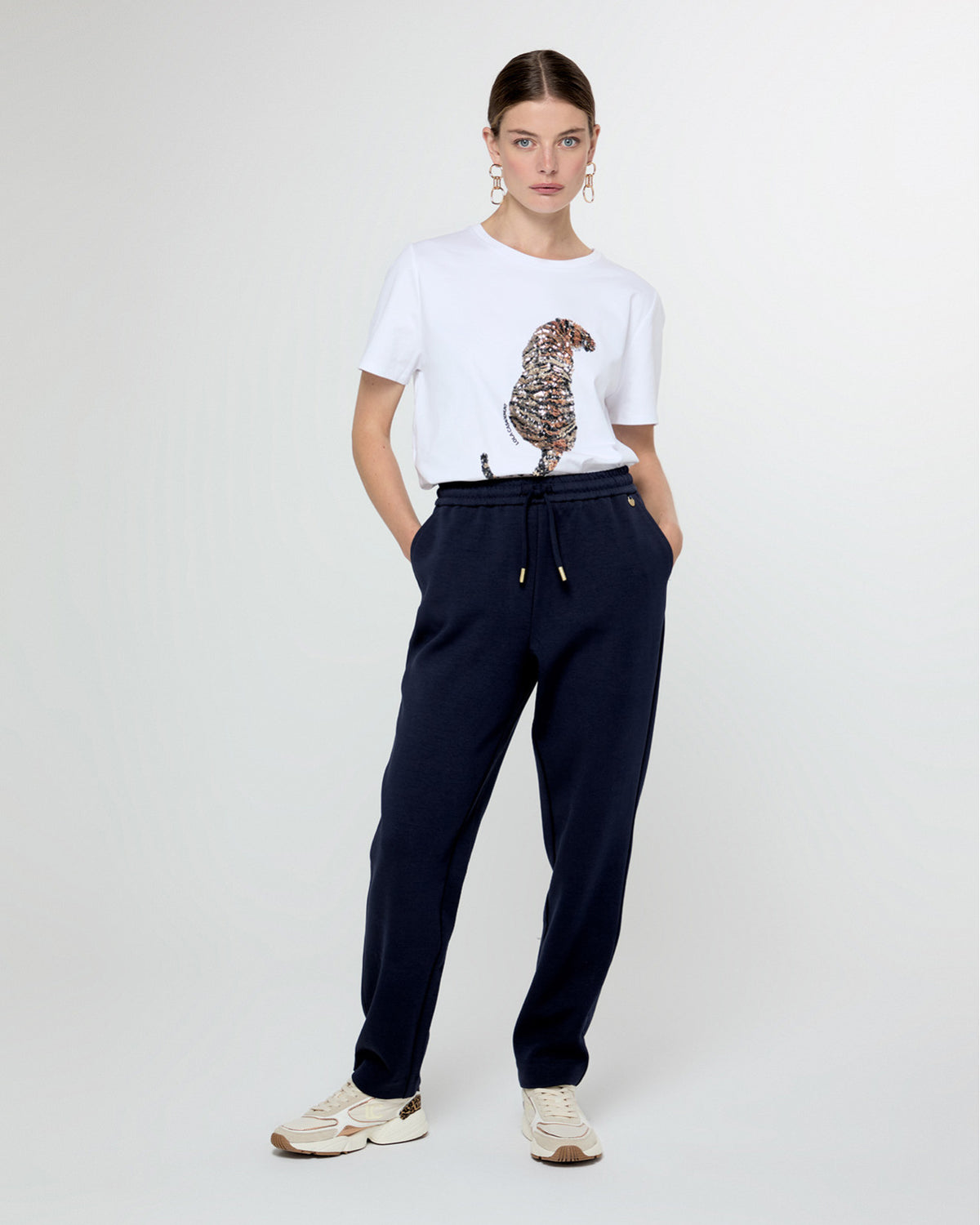 STRETCH JOGGING TROUSERS WITH WAISTBAND DETAIL / LF2514020