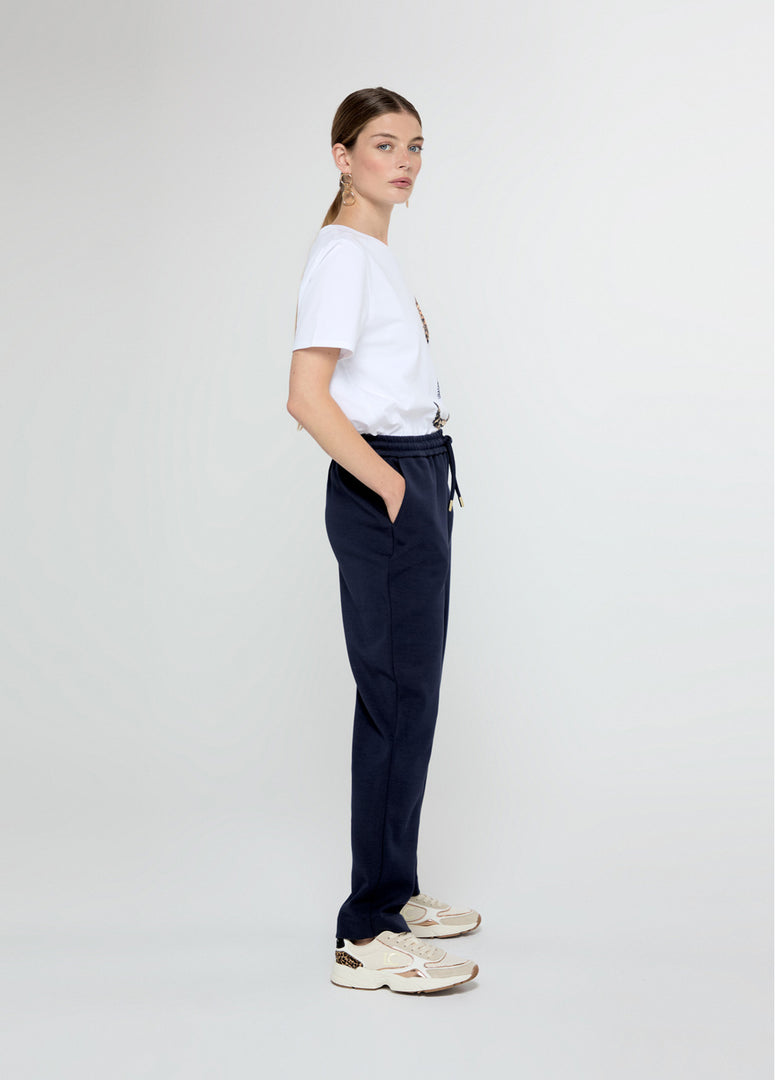 STRETCH JOGGING TROUSERS WITH WAISTBAND DETAIL / LF2514020