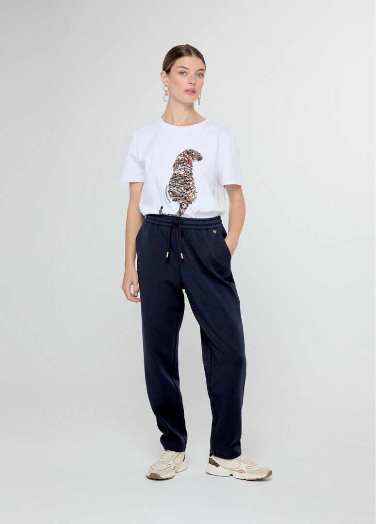 STRETCH JOGGING TROUSERS WITH WAISTBAND DETAIL / LF2514020