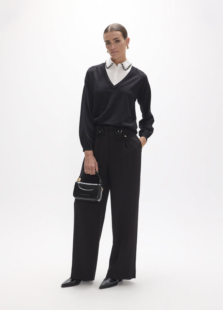LOLA CASADEMUNT Jersey Top με Jewel Γιακά
