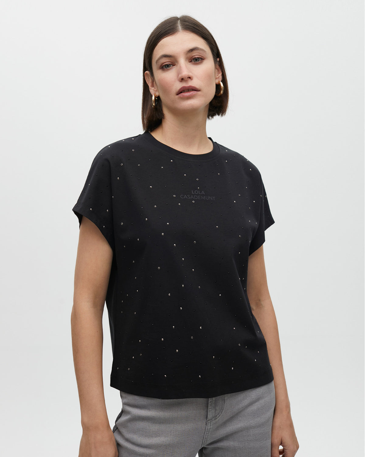 T-SHIRT WITH RHINESTONE DETAIL / LF2515028