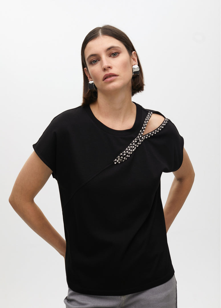SLEEVELESS TOP WITH RHINESTONE OPENING / LF2515024