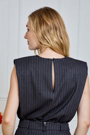 Μπλούζα Structured Ριγέ Χωρίς Μανίκια Μαύρη -  LULUMARY- Black / S-Black / M-Black / L