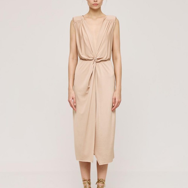 ACCESS / MIDI V DRESS / GOLD