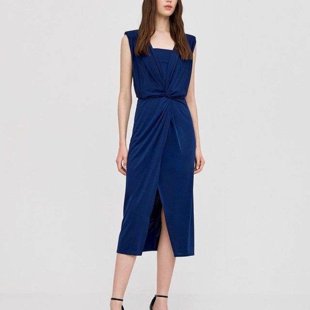 ACCESS / MIDI V DRESS / BLUE