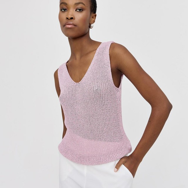 ACCESS / KNITTED LUREX TOP / PINK