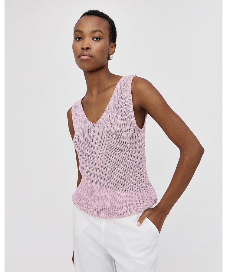 ACCESS / KNITTED LUREX TOP / PINK