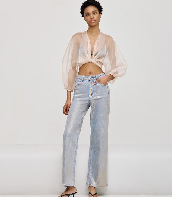 ACCESS / SEE-THROUGH TIE FRONT TOP / BEIGE