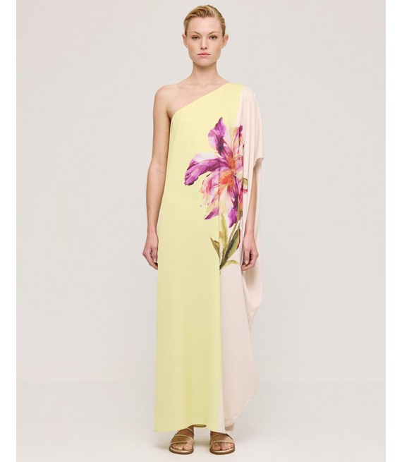 ACCESS / ONE SHOULDER FLOWER PRINTED DRESS / YELLOW