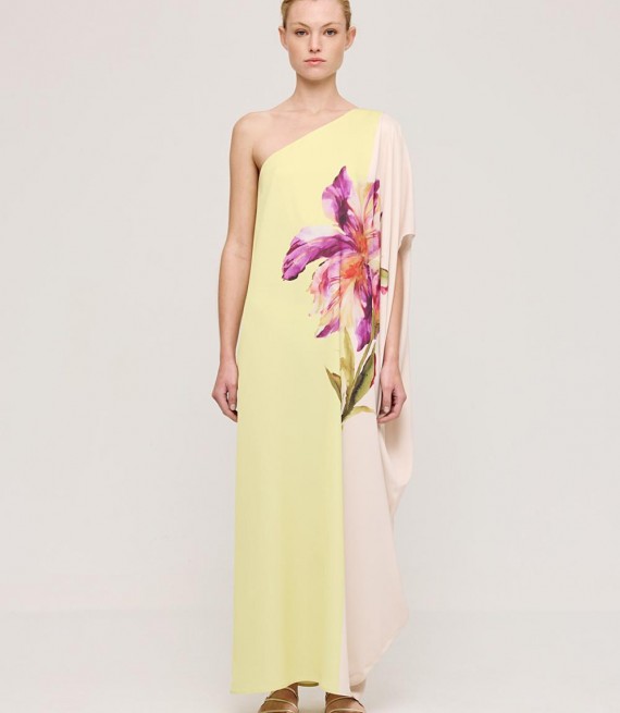 ACCESS / ONE SHOULDER FLOWER PRINTED DRESS / YELLOW