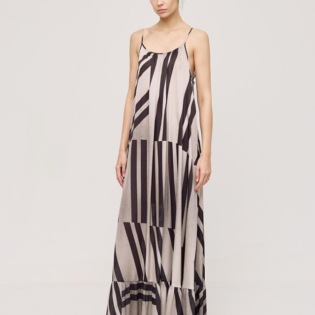 ACCESS / PRINTED LONG DRESS / COAL