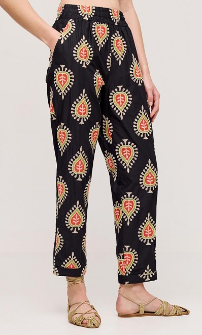 ACCESS / EMBROIDERY ETHNIC PANTS / BLACK