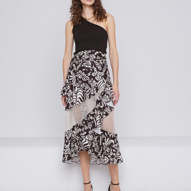 ACCESS / PRINTED VOLAN MIDI SKIRT / DUBAI