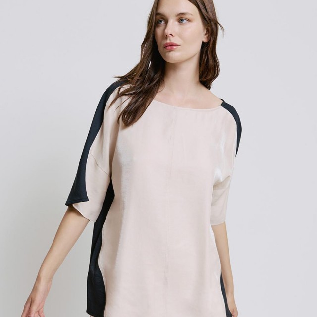 ACCESS / METALIC BLOUSE / BLACK-VANILLA / 2103-604