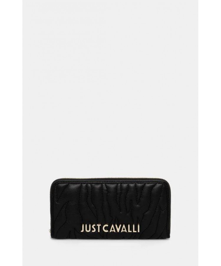 JUST CAVALLI/ Πορτοφόλι μαύρο ανάγλυφο/ 77RA5PE1ZSB23