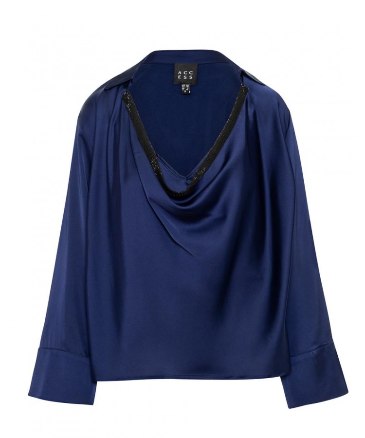 ACCESS / SATIN DRAPE BLOUSE / BLUE / 2166-457