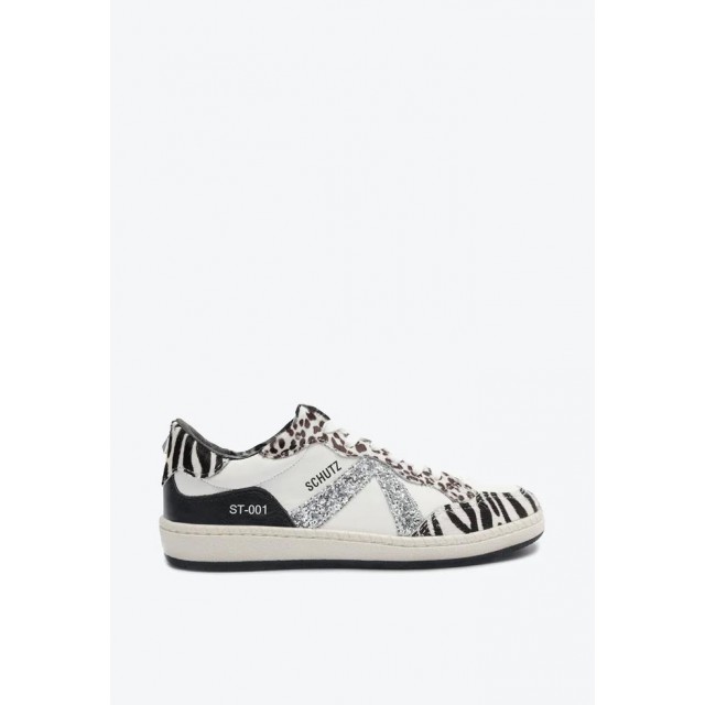 SCHUTZ/ ST-001 LEATHER GLITTER ZEBRA SNEAKERS/S2185300010017