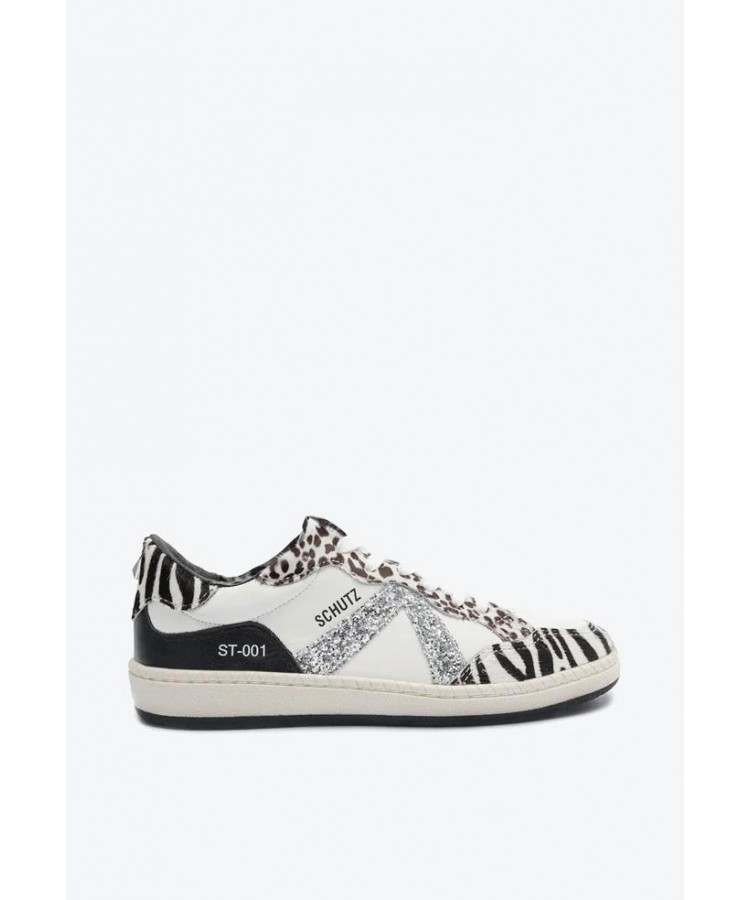 SCHUTZ/ ST-001 LEATHER GLITTER ZEBRA SNEAKERS/S2185300010017