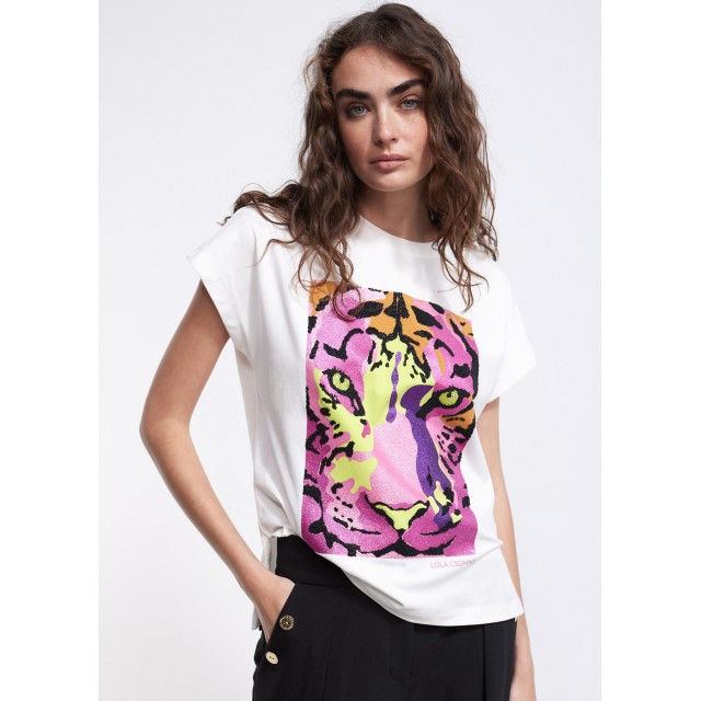 LOLA CASADEMEMUNT/ MULTICOLOURED TIGER T-SHIRT/ LF2415012